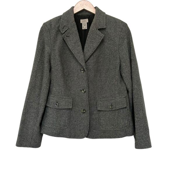 LL Bean Wool Silk Blend Green Blazer Sz M - Picture 1 of 4